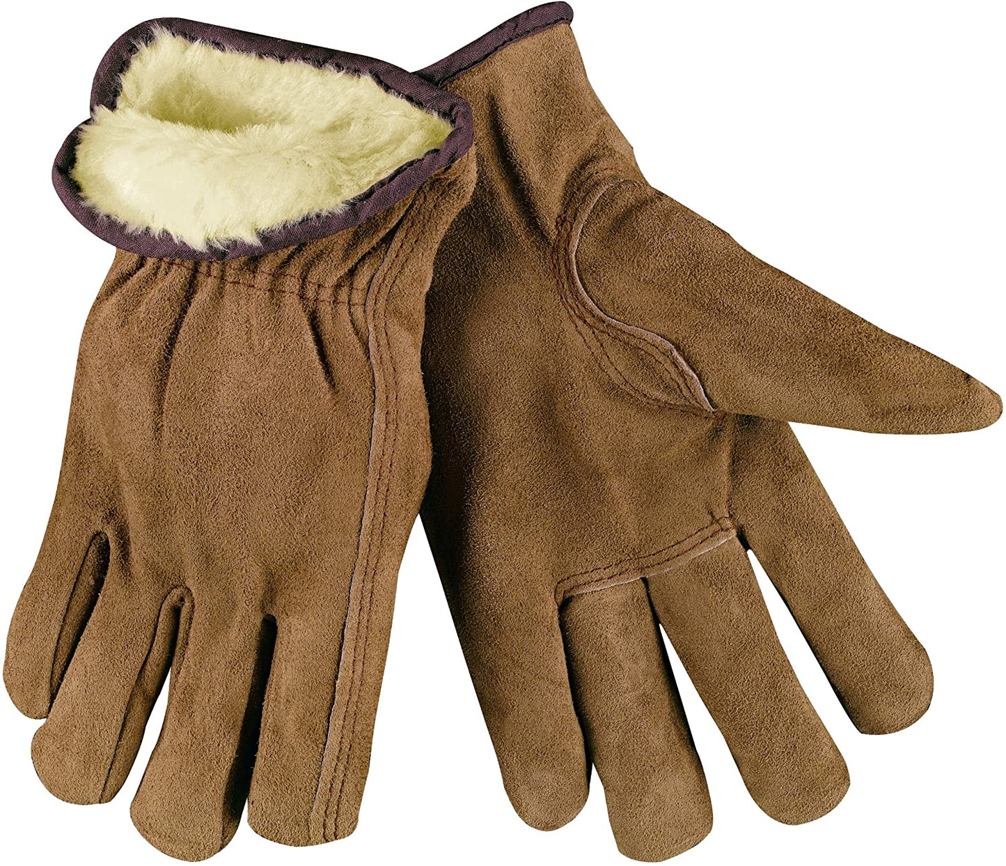 MCR Safety 3170XL Leather Driver Work Gloves Insulated Premium Brown Split Cow Leather Pile Lined, Keystone Thumb (1 DZ)