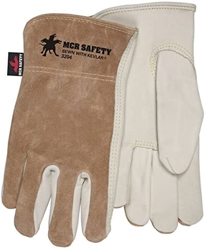 MCR Safety 3204XXL Leather Drivers Work Gloves Select Grade Grain Palm Brown Split Leather Back Keystone Thumb (1 DZ)