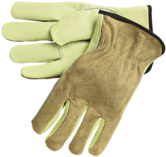 MCR Safety 3205L Leather Drivers Work Gloves CV Grade Cow Grain Palm Split Leather Back Keystone Thumb (1 DZ)