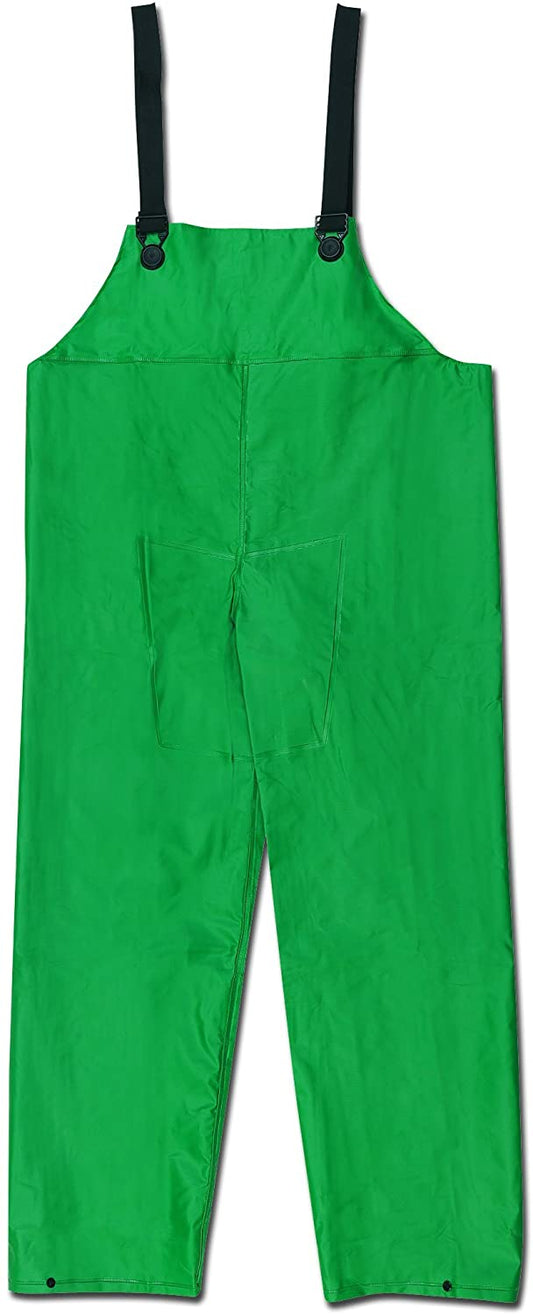 MCR Safety 388BFX5 Dominator Series Rain Gear .42mm PVC / Hi-Tensile Polyester / PVC Rainwear Waterproof Green Rain Pants Bib Style Pant with No Fly Front (1 EA)