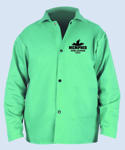MCR Safety 39030S MCR Safety Welding Gear Green Cotton Welding Jacket 9 Ounce Green Finish Cotton Anodized Snap Closures 30 Inch Length (1 EA)