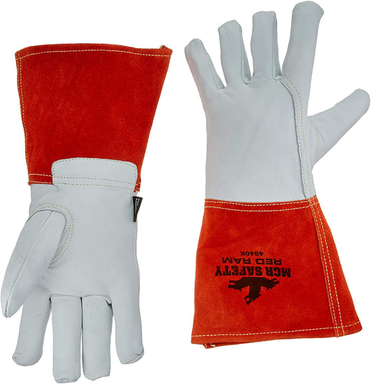 MCR Safety 4840KXXL MCR Safety Red Ram® Leather Welding Work Gloves Premium Grain Goatskin Leather Kevlar® Lined 6-Inch Split Cowhide Cuff (1 Pair)