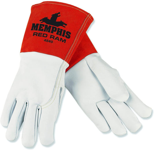 MCR Safety 4840L MCR Safety Red Ram® Leather Welding Work Gloves Premium Grain Goatskin Leather 5 Inch Split Cowhide Leather Cuff (1 DZ)