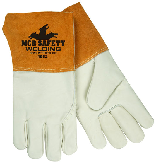 MCR Safety 4952L MCR Safety Welding Leather Welding Work Gloves Select Grain Cow Leather 4.5 Inch Russet Split Leather Cuff (1 DZ)