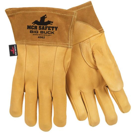 MCR Safety 4982XL MCR Safety Big Buck Leather Welding Work Gloves 2.5 Inch Split Cow Cuff Sewn with DuPont™ Kevlar® (1 DZ)