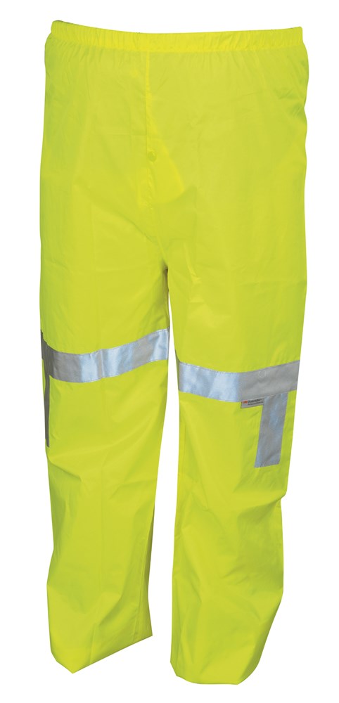 MCR Safety 500RPWL Luminator® Hi Vis Rain Gear Durable Lightweight Elastic Waist Rain Pants Hi-Vis Lime Polyester / Polyurethane Material Meets ANSI/ISEA 107 2020 Standard Class E Compliant (1 EA)
