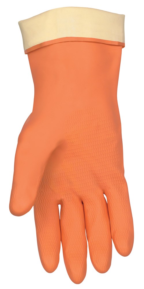MCR Safety 5430L Orange Neoprene Latex Gloves 28 mil Flock Lined 12 Inch Length Straight Cuff (1 DZ)