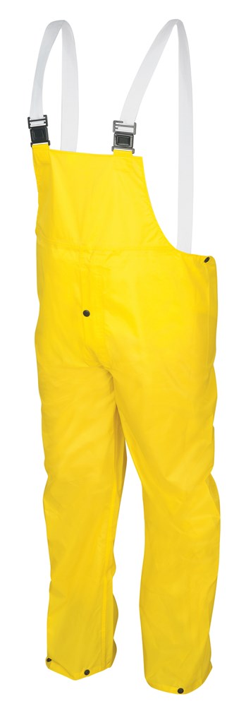 MCR Safety 550BPM Navigator Series Rain Gear .22mm Polyurethane / Nylon Rainwear Waterproof Yellow Rain Pants Bib Overall Style with Fly Front (1 EA)
