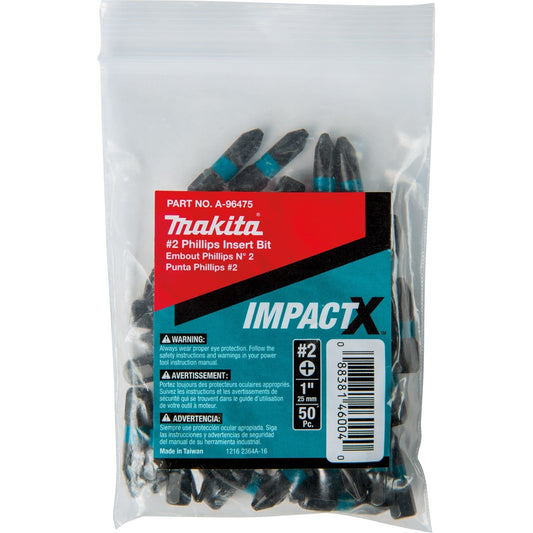 Makita A-96475 ImpactX, #2 Phillips 1³ Insert Bit, 50/pk, Bulk