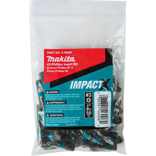 Makita A-96497 ImpactX, #3 Phillips 1³ Insert Bit, 50/pk, Bulk