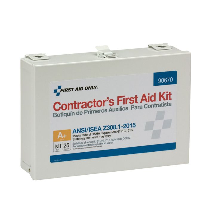 First Aid Only 90670 25 Person Contractor ANSI 2015 Class A+ First Aid Kit, Metal Case