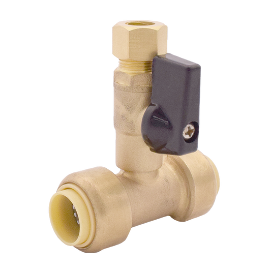 Legend Valves 456-156NL 1/2" x 1/2" x 3/8" Insta-Loc II No Lead DZR Forged Brass Push-Fit Tee with OD Connection Valve