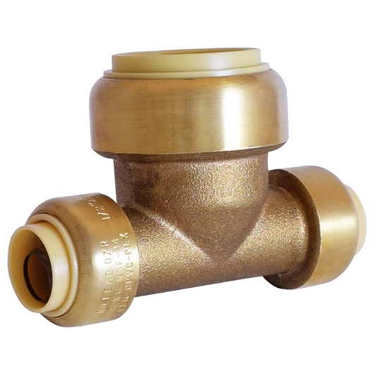 Legend Valves 456-182NL 1/2" x 1/2" x 1" Insta-Loc II No Lead, DZR Forged Brass Push Fit Bull Head Tee