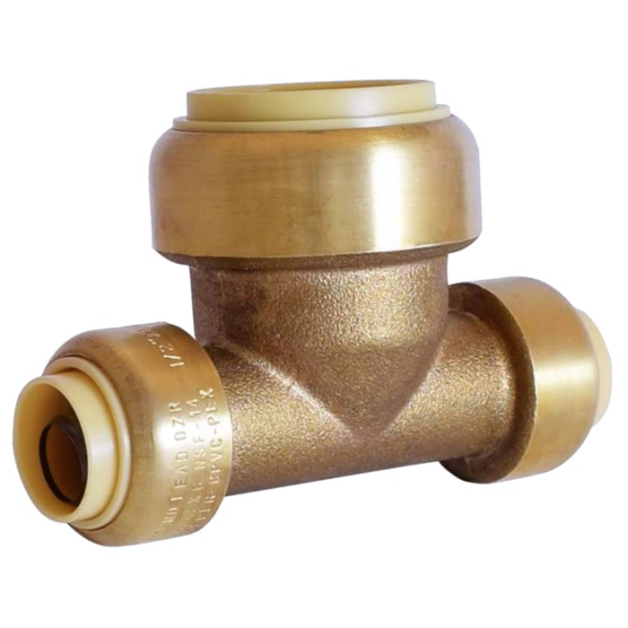 Legend Valves 456-181NL 1/2" x 1/2" x 3/4" Insta-Loc II No Lead, DZR Forged Brass Push Fit Bull Head Tee