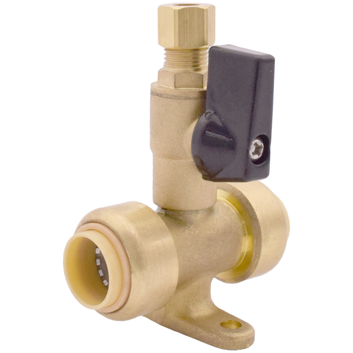 Legend Valves 456-153NL 1/2" x 1/2" x 1/4" Insta-Loc II No Lead, DZR Forged Brass Drop Ear Tee with Icemaker Connection Valve