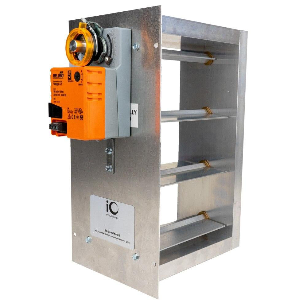 iO HVAC Controls RM-2418-BM Rheem 24 X 18 Rectangular Bottom Mount Zone Damper, 35 Second Belimo Actuator