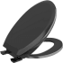 Jones Stephens C2200S90 Black Premium Plastic Toilet Seat, Closed Front with Cover, Slow-Close and QuicKlean® Hinges, Elongated