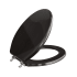 Jones Stephens C2B1E19BN Walnut Designer Wood Toilet Seat with Piano Finish, Closed Front with Cover, Brushed Nickel Hinges, Elongated