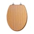 Jones Stephens C3B2E117BN Natural Oak Designer Wood Toilet Seat, Closed Front with Cover, Brushed Nickel Hinges, Elongated