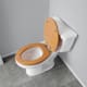 Jones Stephens C3B2E117BR Natural Oak Designer Wood Toilet Seat, Closed Front with Cover, Polished Brass Hinges, Elongated