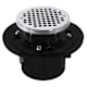 Jones Stephens D49150 3" x 4" Heavy Duty ABS Drain Base with 3-1/2" Plastic Spud and 6" Chrome Plated Strainer with Ring