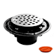 Jones Stephens D50311TP 2" x 3" ABS Shower Drain with 2" ABS Spud and 4" Round Chrome Plated Cast Strainer with Test Plug
