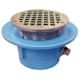 Jones Stephens D67016 2" No Hub Code Blue Slab Drain with 7" Pan and 4" Nickel Bronze Round Strainer - Height 3-5/8" - 4-3/4"