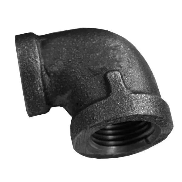 Jones Stephens B2350223 1-1/4" x 3/4" Black Iron 90° Reducing Elbow, Banded