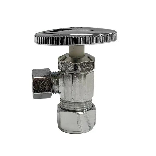 Jones Stephens S10301 5/8" OD Comp x 3/8" OD Comp Multi-Turn Angle Supply Stop Valve, Chrome Plated