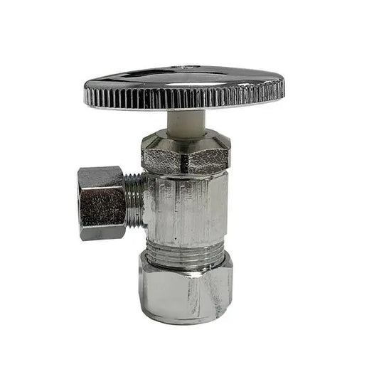 Jones Stephens S10301 5/8" OD Comp x 3/8" OD Comp Multi-Turn Angle Supply Stop Valve, Chrome Plated