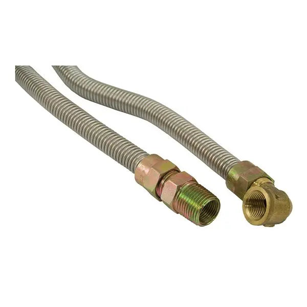 Jones Stephens G72066 1/2" OD (3/8" ID) X 72" Long, 1/2" Male Pipe Thread X 3/8" Female Pipe Thread Angle Fitting, Uncoated Corrugated Stainless Steel Gas Connector