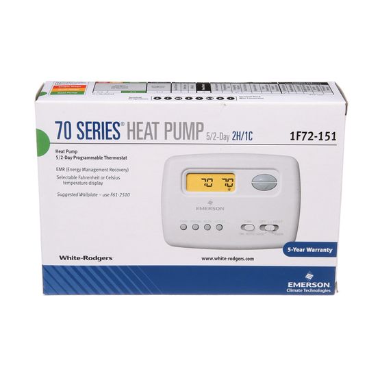 White Rodgers 1F72-151 5+2 Day Programmable Thermostat, 24 Volts, Horizontal