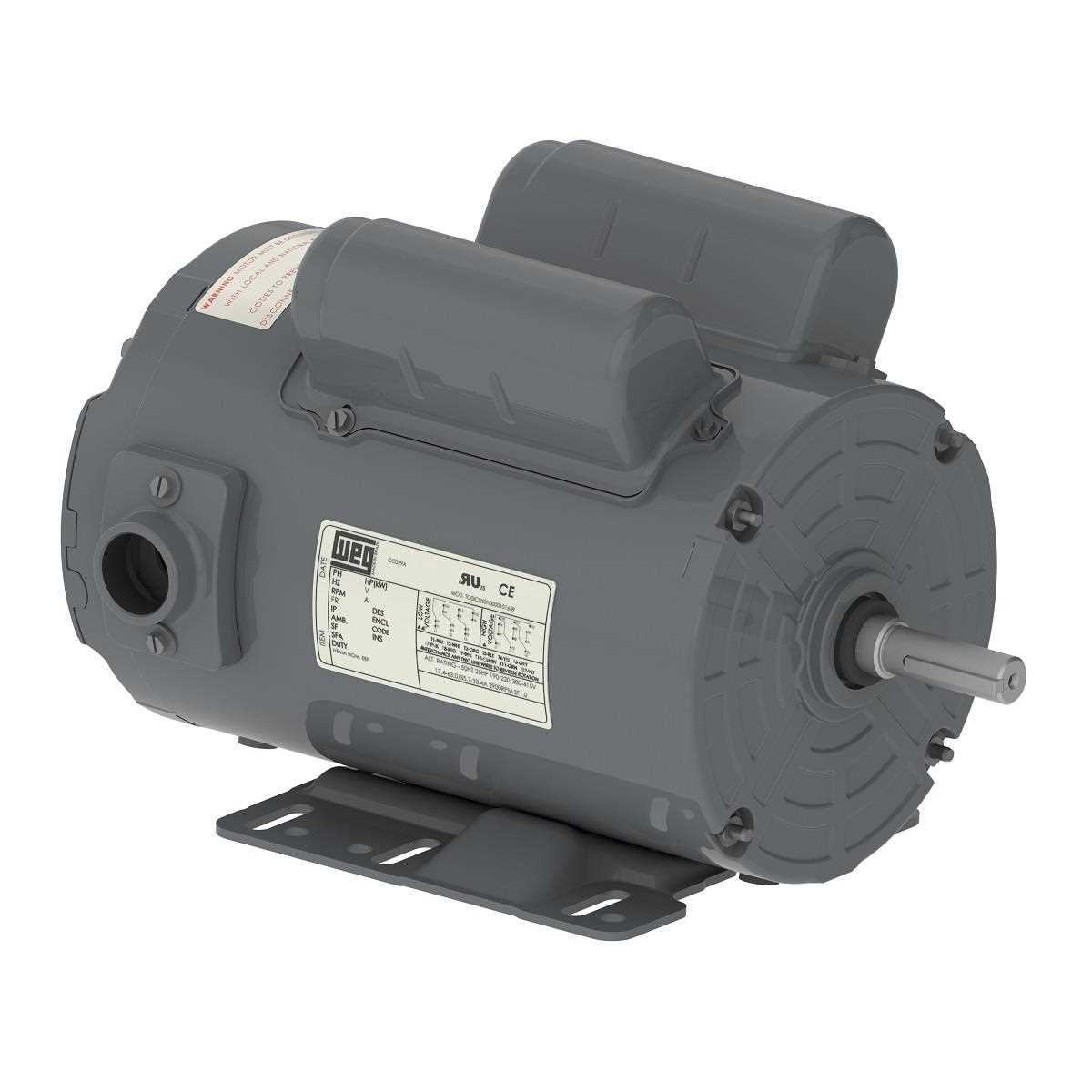 Weg Motors 13256035 Rolled Steel 1.5 HP 2P 143/5T 1Ph 115/208-230 V 60 Hz IC410 - TEAO - Foot-mounted-Â 00156AS1RAF143TZ-S