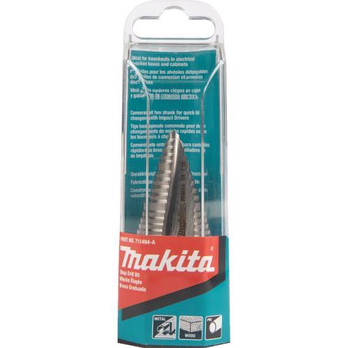 Makita 711494-A 1/4" ‘ 1‘1/8" H.S.S. Step Drill Bit, 1/4" Hex Shank