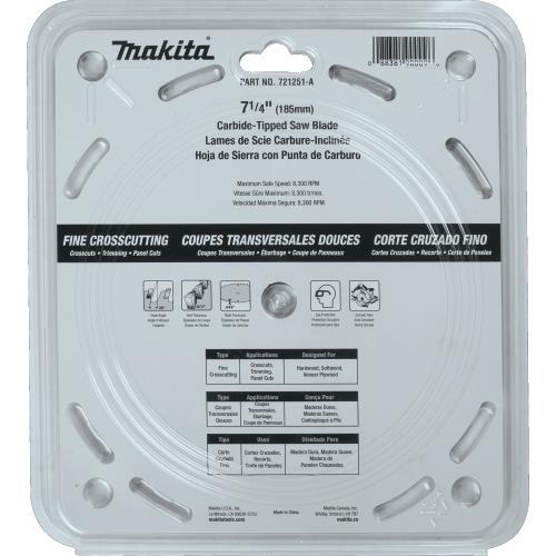 Makita 721251-A 7‘1/4" 40T Carbide‘Tipped Circular Saw Blade, Fine Crosscutting