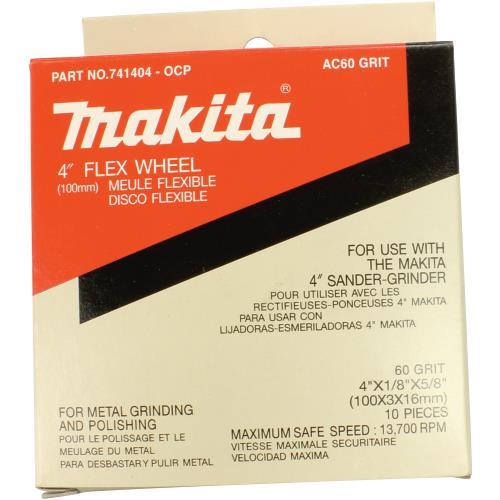 Makita 741404-0CP 4" Flex Wheel, 60 Grit, 10/pk