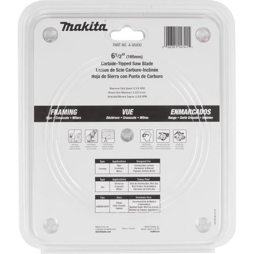 Makita A-85092 6‘1/2" 24T Carbide‘Tipped Circular Saw Blade, General Purpose