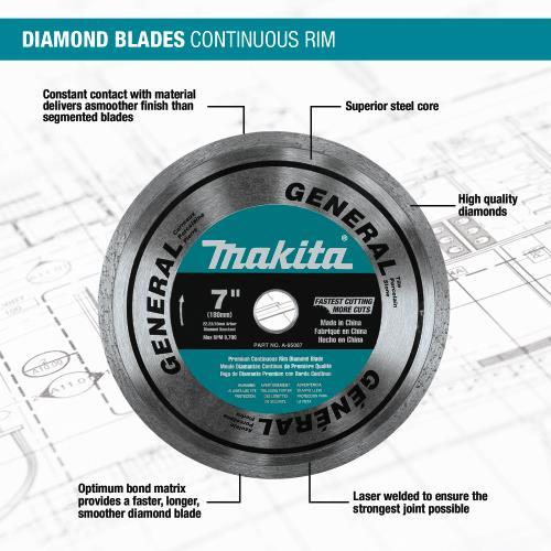 Makita A-95087 7" Diamond Blade, Continuous Rim, General Purpose