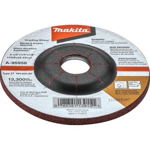 Makita A-95956 4‘1/2" X 1/4" X 7/8" INOX Grinding Wheel, 36 Grit