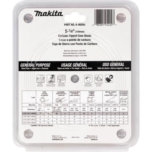 Makita A-96095 5‘7/8" 32T Carbide‘Tipped Saw Blade, Metal/General Purpose