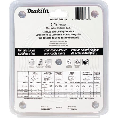 Makita A-96110 5‘7/8" 60T Carbide‘Tipped Saw Blade, Stainless Steel