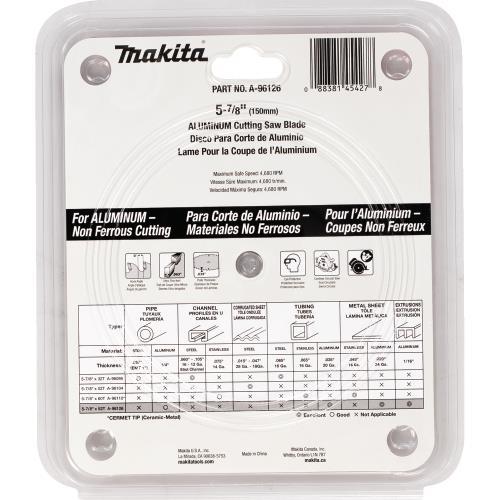 Makita A-96126 5‘7/8" 52T Carbide‘Tipped Saw Blade, Aluminum