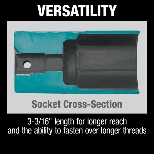 Makita A-96235 3/8" Deep Well SAE Impact Socket, 1/2" Drive