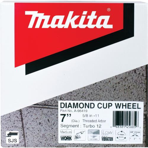 Makita A-96419 7" Low‘Vibration Diamond Cup Wheel, 12 Segment Turbo