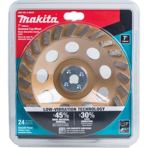 Makita A-96425 7" Low‘Vibration Diamond Cup Wheel, 24 Segment Turbo