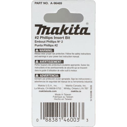 Makita A-96469 ImpactX #2 Phillips 1³ Insert Bit, 2/pk