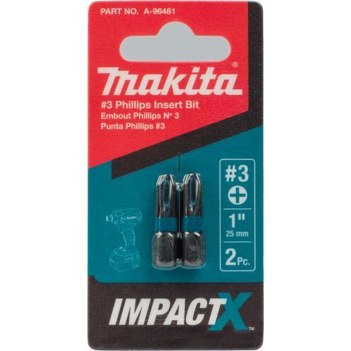 Makita A-96481 ImpactX #3 Phillips 1³ Insert Bit, 2/pk