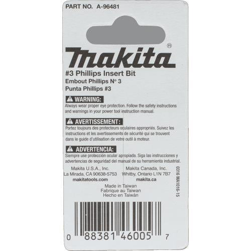 Makita A-96481 ImpactX #3 Phillips 1³ Insert Bit, 2/pk