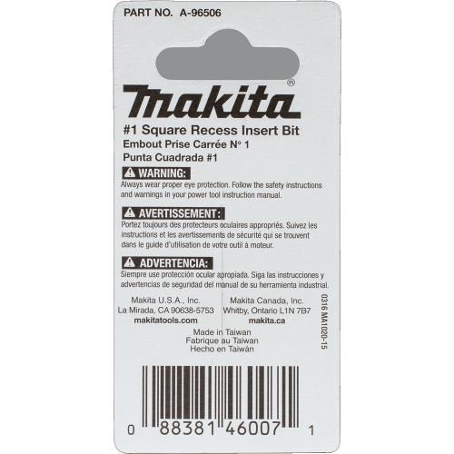 Makita A-96506 ImpactX #1 Square Recess 1³ Insert Bit, 2/pk