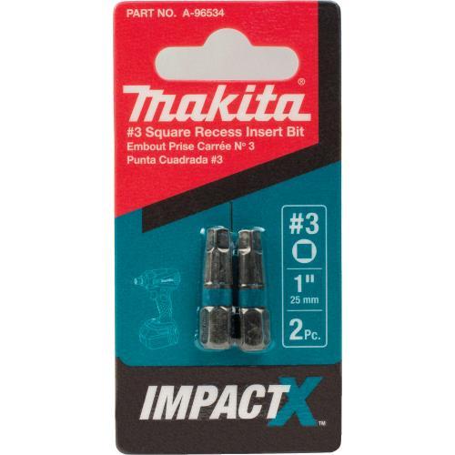 Makita A-96534 ImpactX #3 Square Recess 1³ Insert Bit, 2/pk